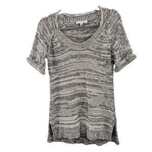 Cabi‎ Tunic Womens XS Scoop Neck Chunky Knit Marled Black & White Sweater